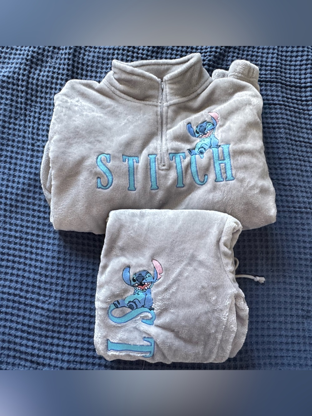 Women’s Disney Light Gray Stitch Plush Pajama/Lounge Set
